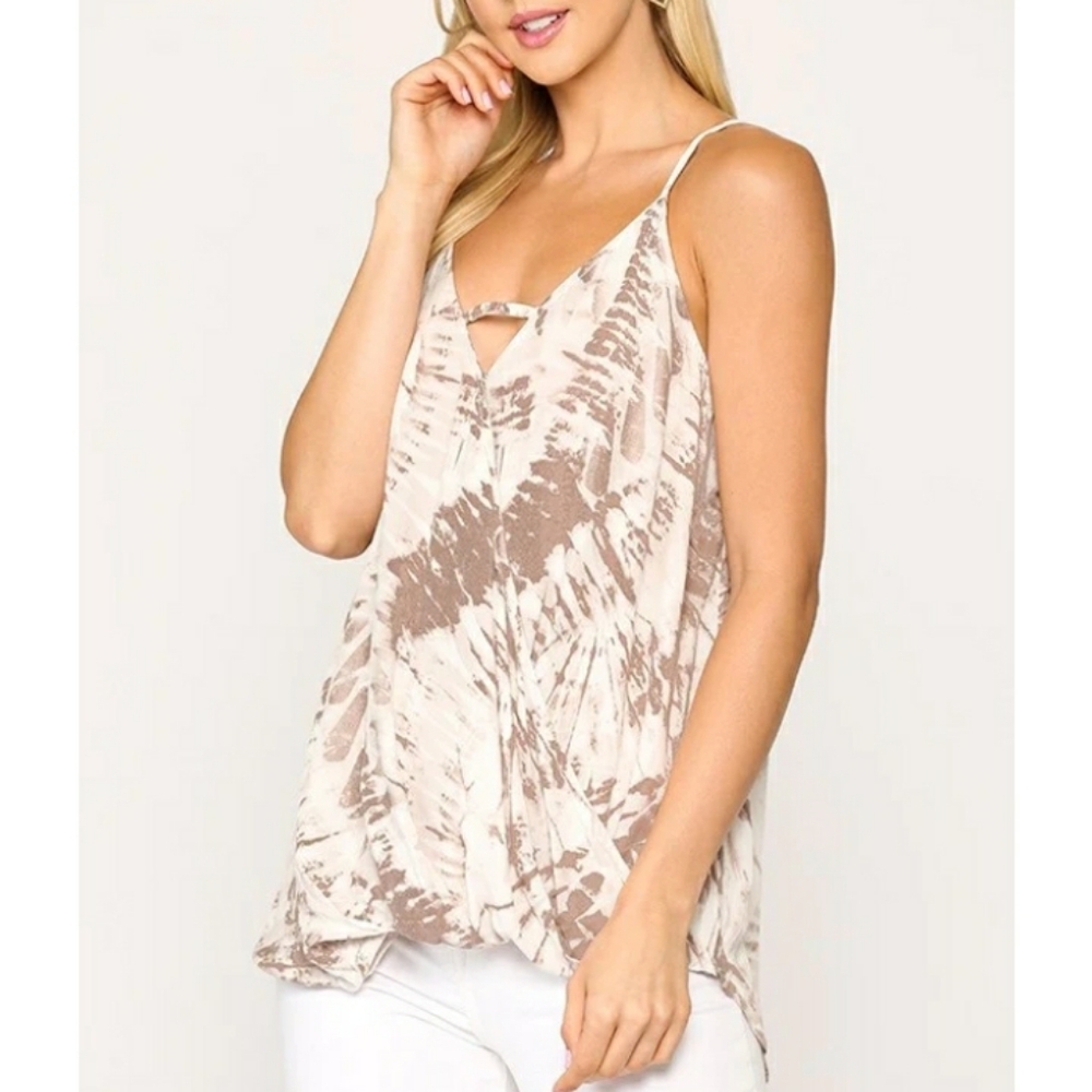 Gigio Tank Top S small Tie Dye Mustard yellow Surplice Boho - Picture 2 of 5